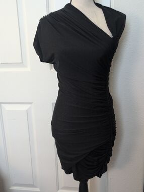 Metropark Black Ruched One-Shoulder Women’s Ruched Dress